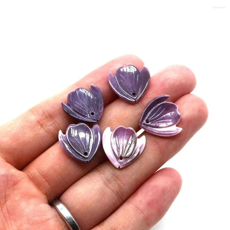 Charms Purple Shell Flower Pendants High-quality Fashion Jewelry Natural Seashell Carved For DIY Necklace Earring Making