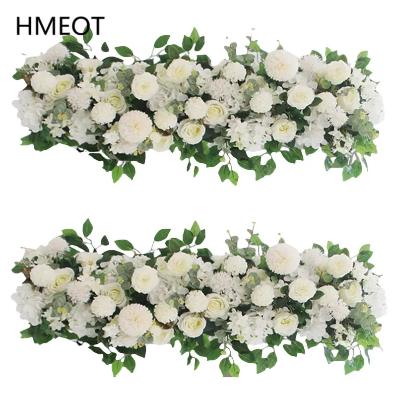 Dekorativa blommor kransar Anpassa konstgjorda blommor vit ros pion blommor arrangemang bröllop bord mittpiece boll party bågdekor bakgrund 230608