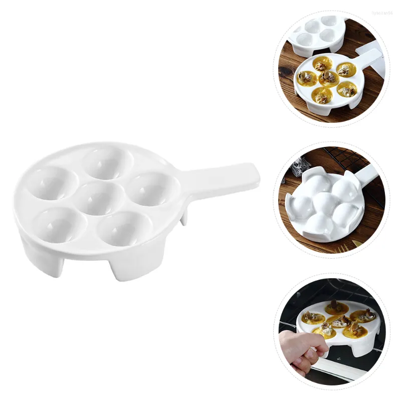 Dinnerware Sets Ceramic Escargot Plate Snail Dishes 6 Compartment Holes Mushroom Serving Trays For Lemons Sauce Oysters Home Kitchen