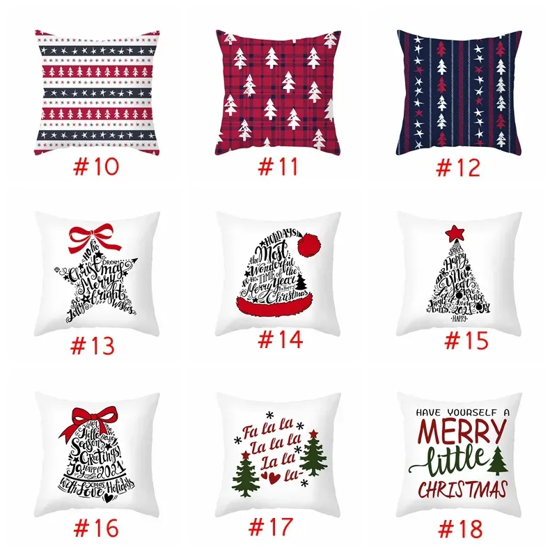 45cm Christmas Cushion Cover Pillow Case Navidad Merry Christmas Decorations For Home 2022 Xmas Noel Cristmas Ornaments WLL1747