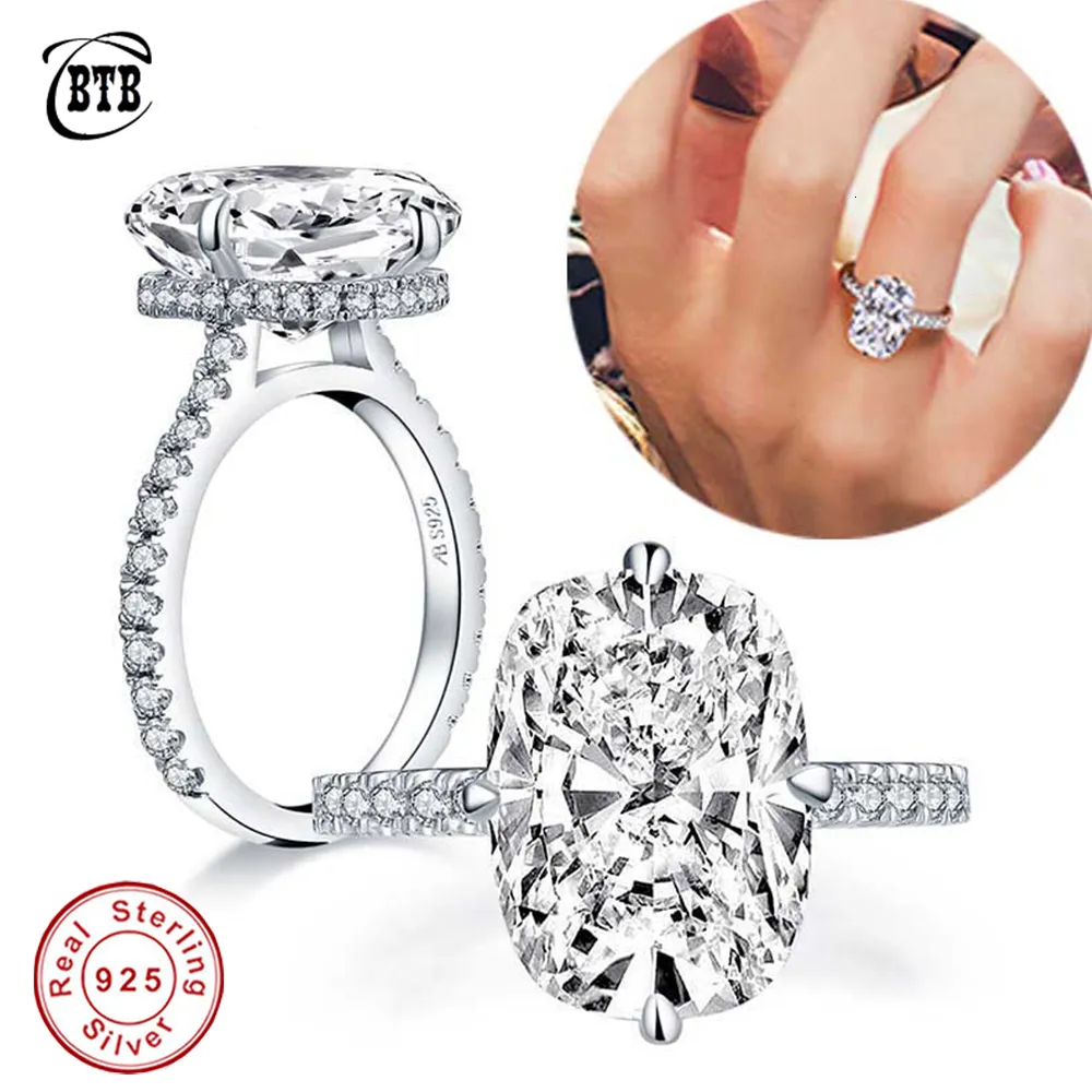 Pierścienie ślubne S925 Sterling Srebrne zaręczyny 8CT Kształt jajowy stworzył diamentowy pary Pierścień luksusowa biżuteria 230608