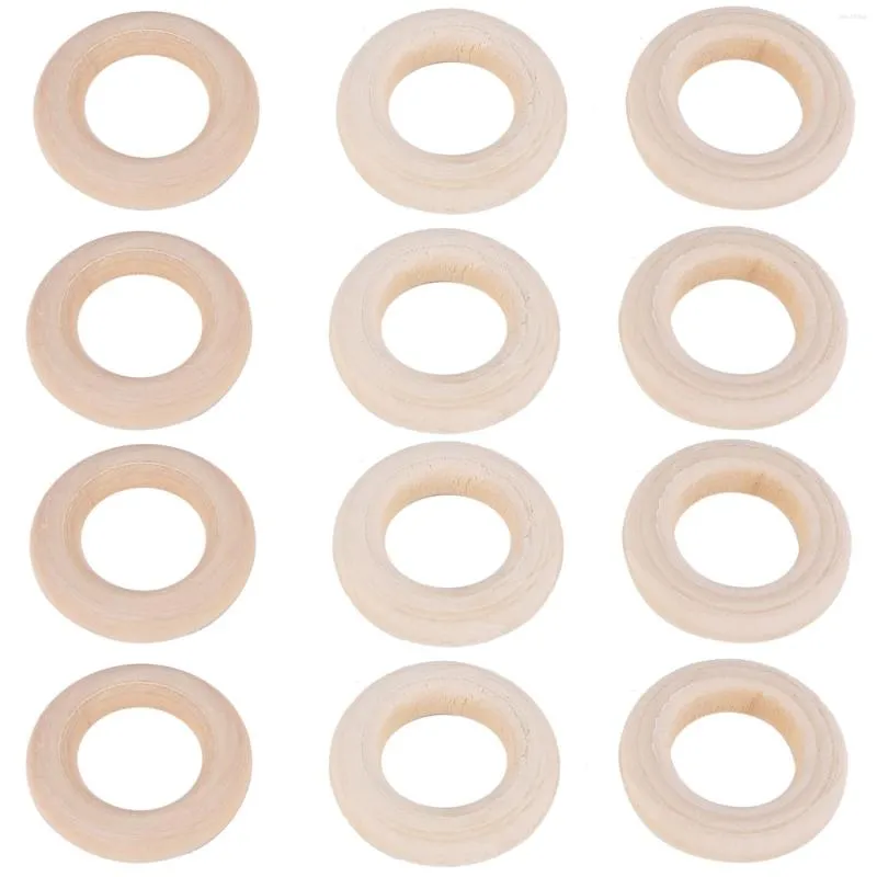Torebki biżuterii 150 szt. 25 mm/1 cal drewniany pierścień rzemieślniczy Niedokończone pierścienie Pierścienie Złącza wiszące drewniane do projektów DIY