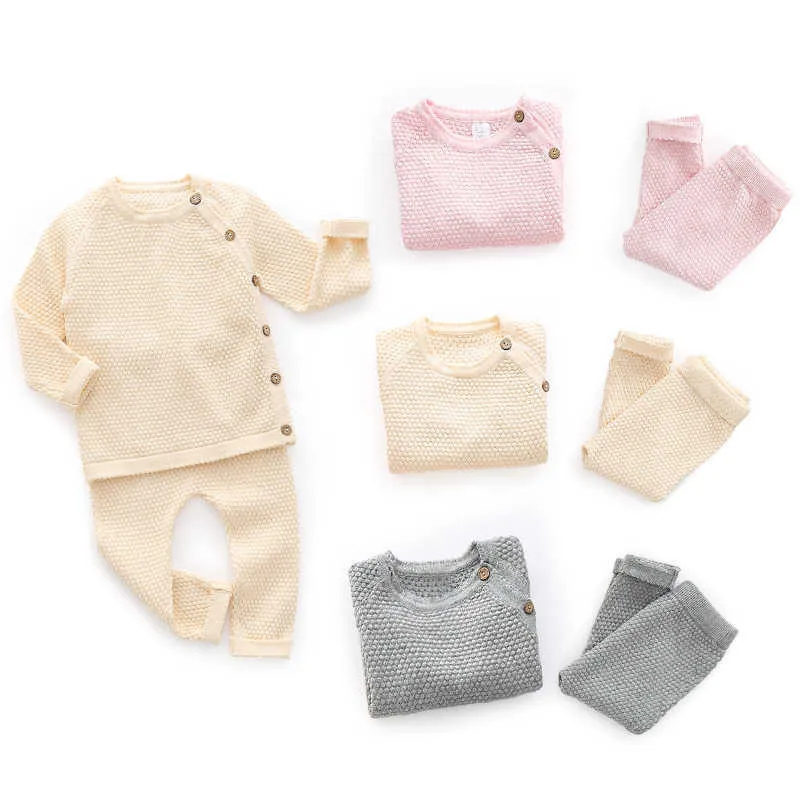 Conjunto de pijama infantil Babuyu Solid Spring Suit Class a Pure Cotton Ins Baby Sweatshirt