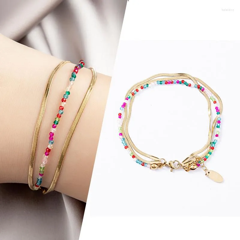 Pulseras con abalorios, conjunto de pulsera de cadena con cuentas de arroz para mujer, Bohemia, verano, multicapa, colorida, hecha a mano, brazalete para niñas, accesorios de joyería DIY