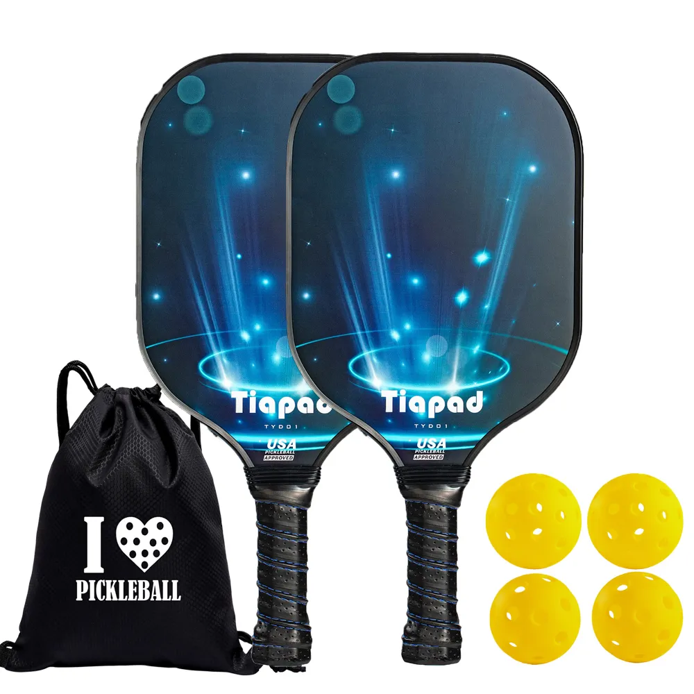 Теннисные ракетки тиапад рассолболистые набор из 2, одобренных USAPA, одобренным углеродным волокном Поверхностном веслом PP соты на ячейки ракетки для женщин 230608