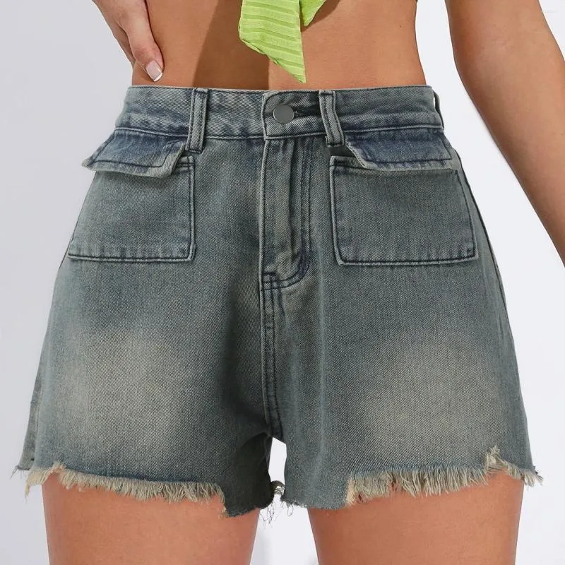 Shorts Feminino Jeans Feminino Ver o Cintura Alta Com Cord o Jeans