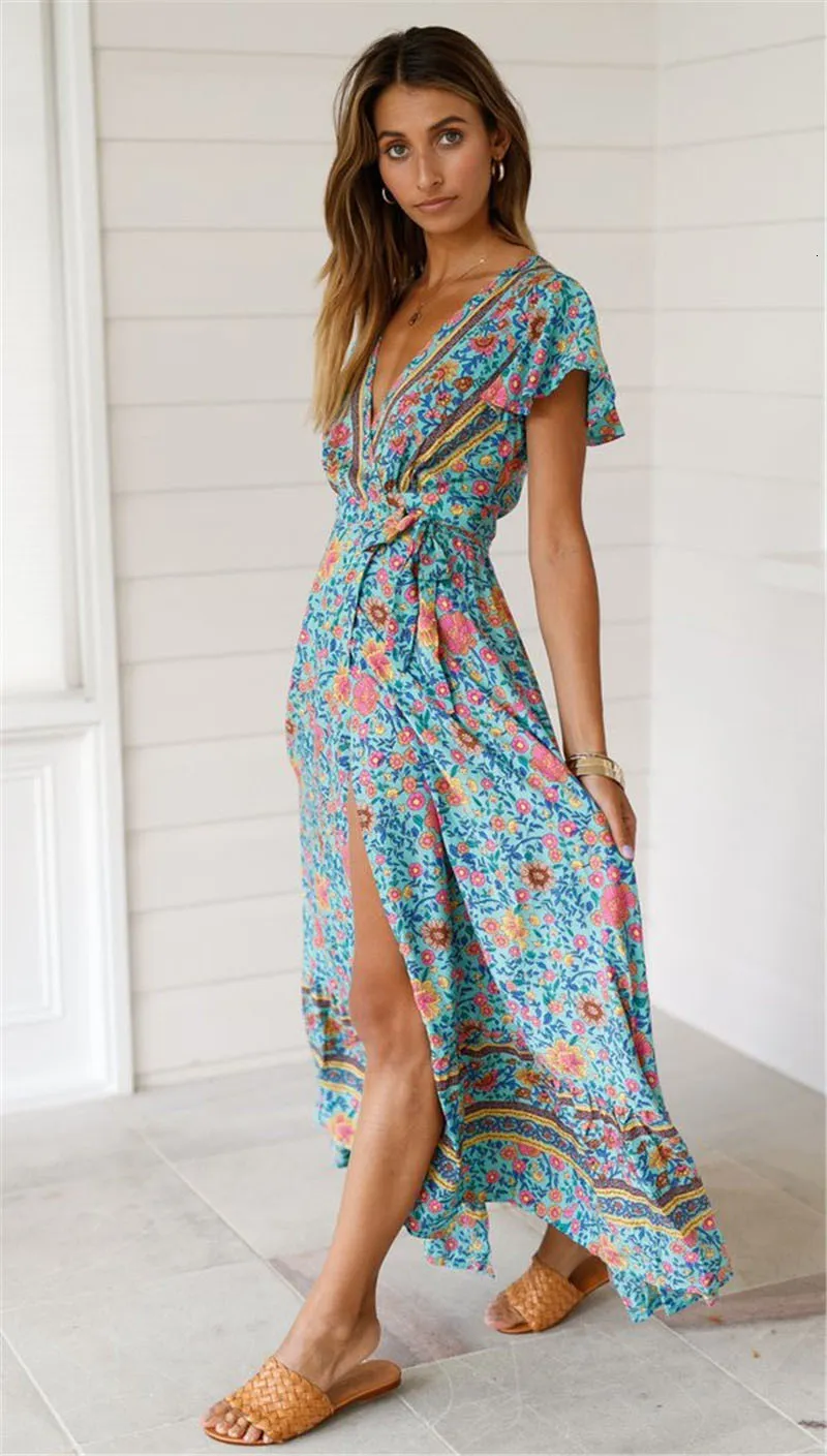 Floral Beach Maxi Dress: Summer Boho Style, V-Neck Casual Maxi Dress, Sizes  S-5XL. Best Seller! from Dhgate Basic & Casual Dresses - price 19.63