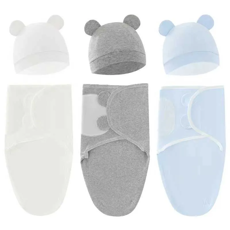 Newborn Swaddling Bag Cocoon Blanket Hat Set Baby blankets kids swaddle wraps Scarf Blanket