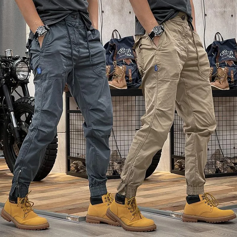 Pantaloni da uomo estivi e autunnali Cargo vintage da uomo elastico in vita multitasche allentato casual piede a grappolo di grandi dimensioni