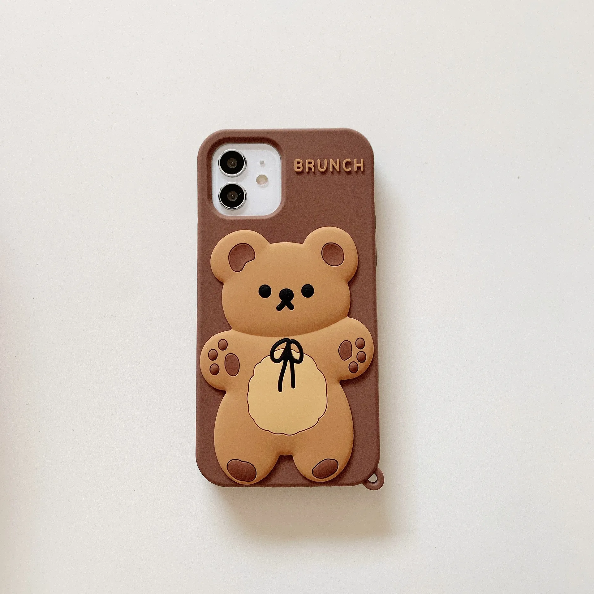 Gratis DHL Partihandel Cartoon Cute 3D Bear Doll Pendant Högkvalitativ silikonskydd för iPhone 14 13 12mini 11 Pro Max Phone Case