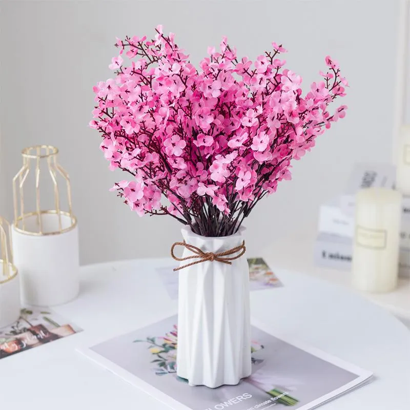Decorative Flowers & Wreaths Gypsophila Artificial Branch High Quality Cherry Fake Plants Bouquet Living Room Vase For Home Wedding Decorati