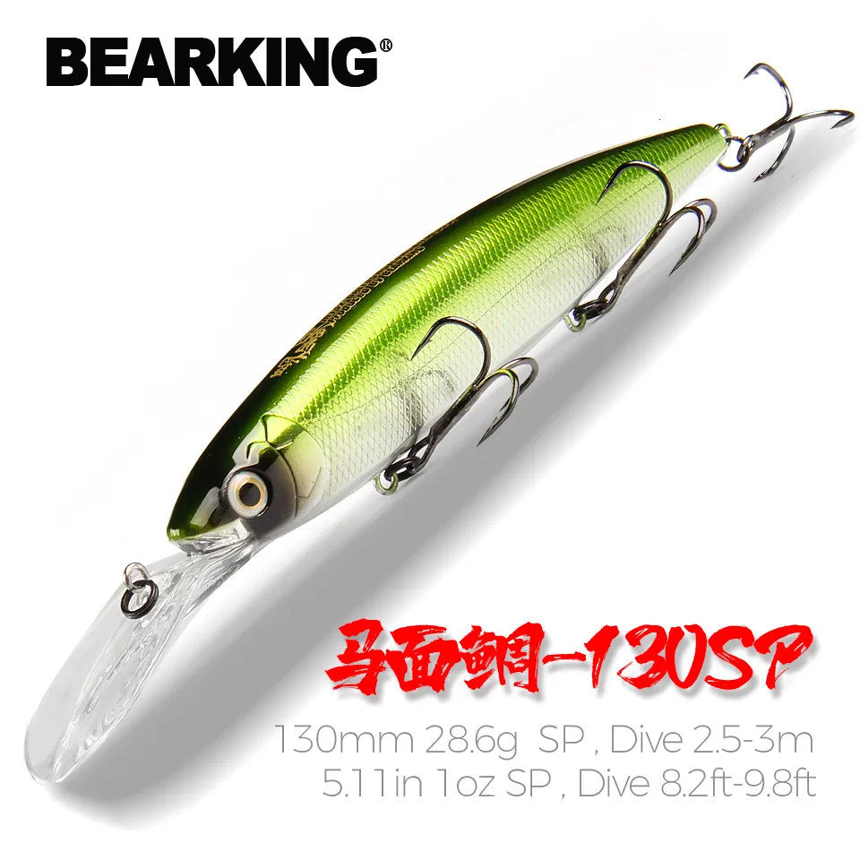 Cebos Señuelos Bearking 130mm 28.6g Señuelos de pesca de calidad profesional Cebo duro Buceo 2.5-3m Calidad wobblers minnow Cebo artificial Tackle 230608