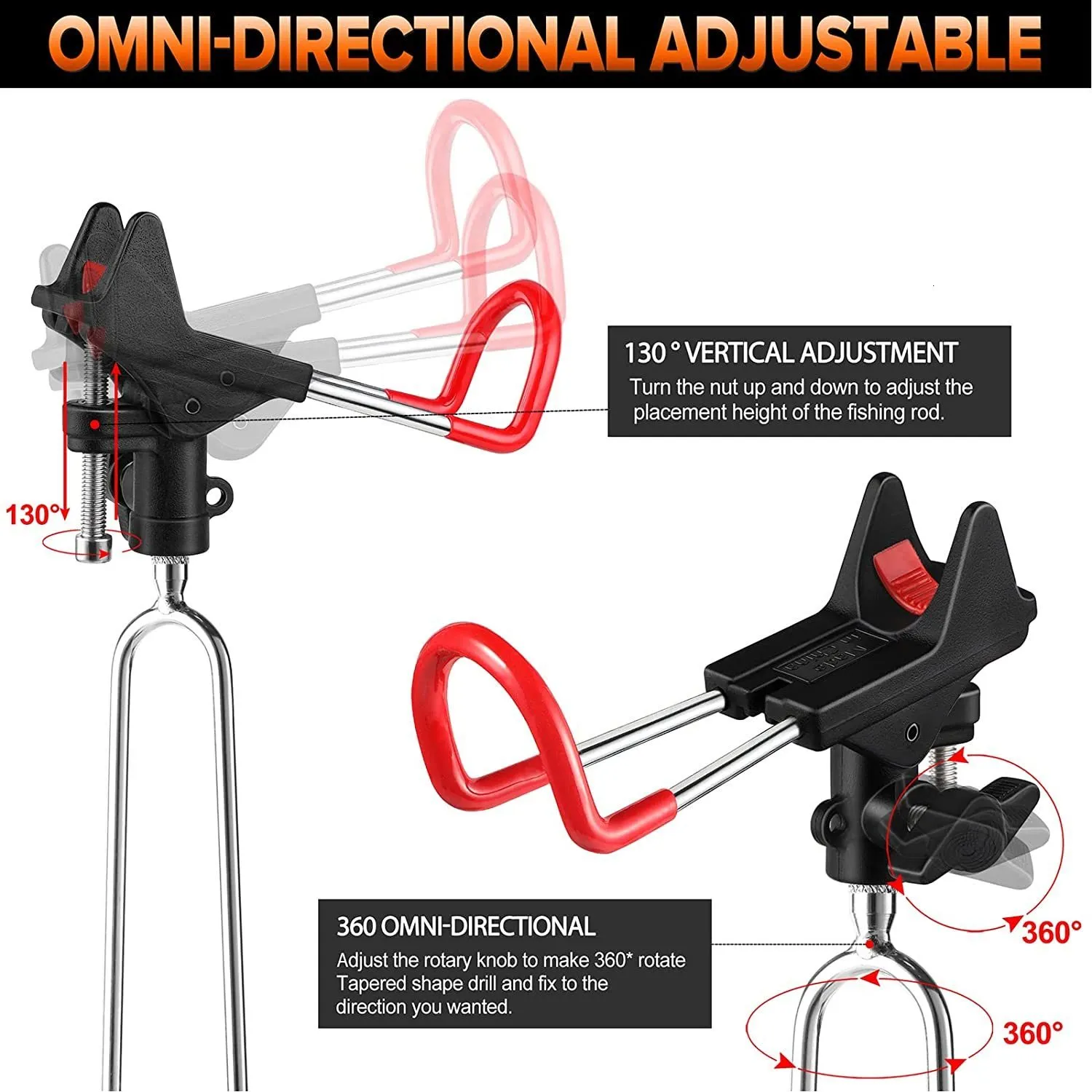 1pc Bank Fishing Rod Holder, 360 Degree Adjustable Rod Stand, Outdoor  Fishing Equipment