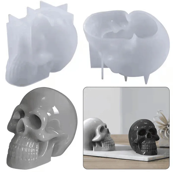 Velas Aouke calavera vela silicona molde epoxi DIY escritorio ornamento decorativo yeso suave cerámica arcilla herramienta calavera silicona molde 230608