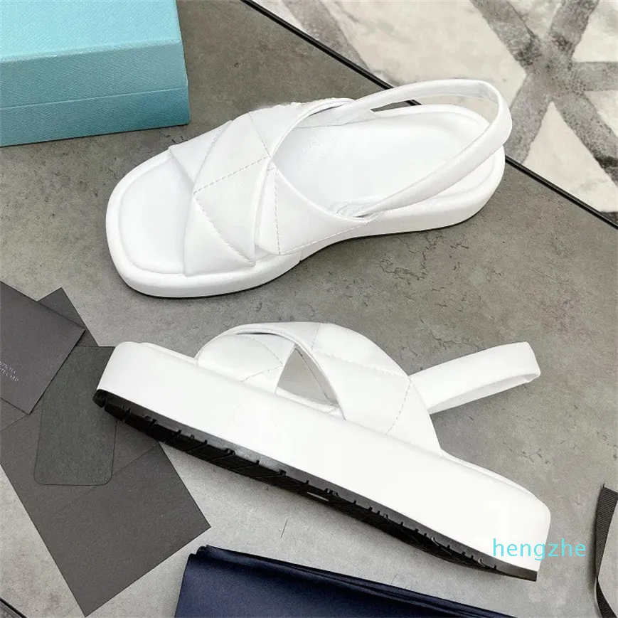 Sommar sandaler gitterplattform strand läder rund kik tå höjd ökar mode kvinnor vita platta skor