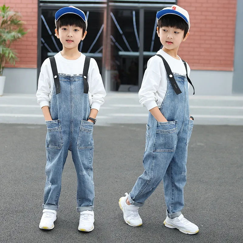 Overalls Boys Denim Spring Summer Children Clothing Casual Kids Suspender Trousers Solid Jumpsuit Teenage Jeans sdfewf 230608