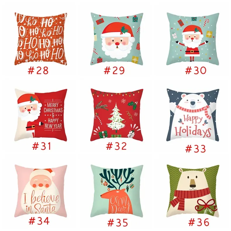 45cm Christmas Cushion Cover Pillow Case Navidad Merry Christmas Decorations For Home 2022 Xmas Noel Cristmas Ornaments WLL1747