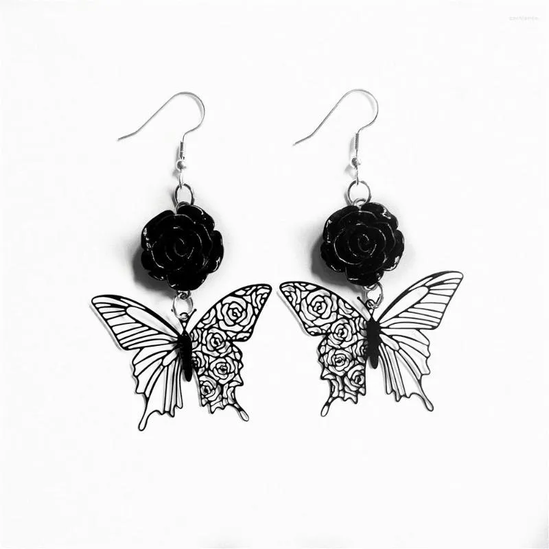 Dangle Earrings Black Cross Rose And Snake Butterfly Goth Large Trad Gothic Statement Jewelry Rock Gorgeous Fashion Women Gift