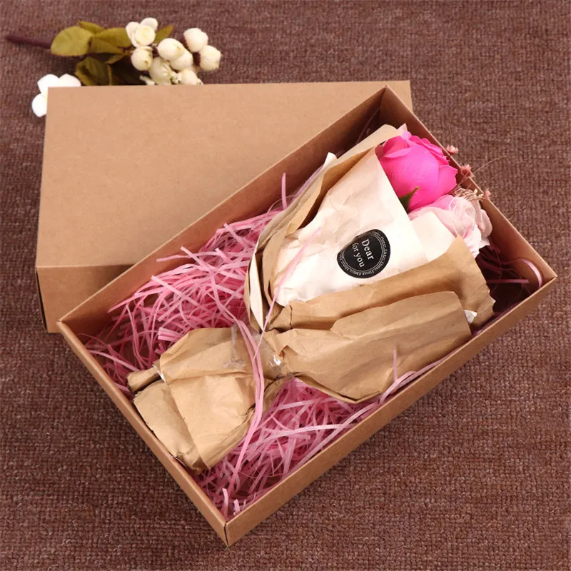 30 pcs/lot blanc/noir/marron grande boîte d'emballage cadeau en papier Kraft, carton kraft fait à la main chaussettes sous-vêtements boîte 28x18x8cm