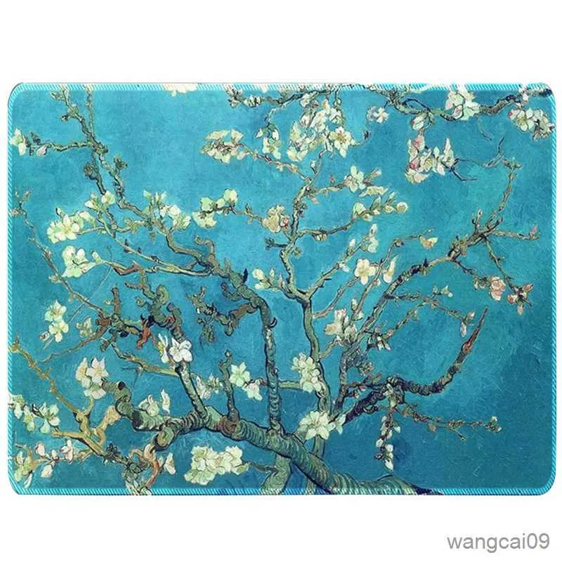 Mouse pads pulso gogh amêndoa flor mouse pad mesa escritório casa pintura a óleo estilo mouse tapete base de borracha desktop