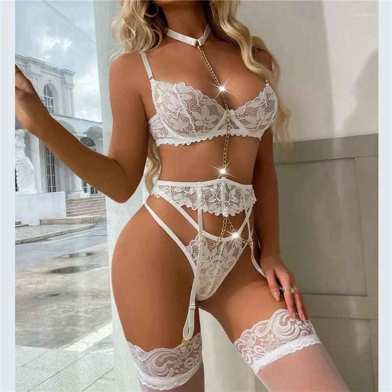 Bra Set 5-Piece Lace Transparent Erotic Lingerie Set with Panty and Condole  Belt Suit for Women from Dhgate Sexy Set - price 4.64