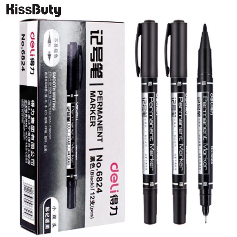 Markers 9pcsSet Permanent Paint Marker Pen Oily Waterproof Black Pens for Tyre Quick Drying Signature Stationery Supplies 230608