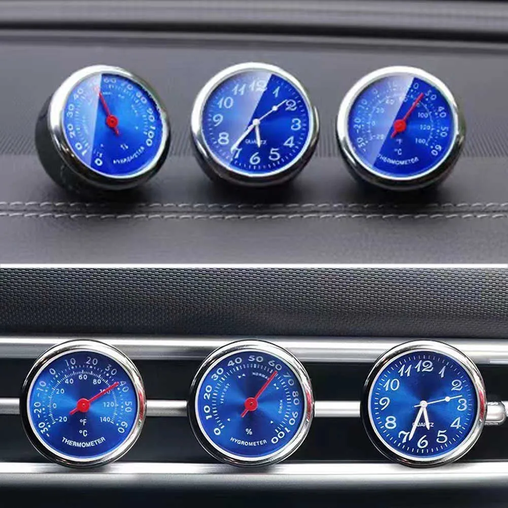 Kaufe Puntos Auto-Innenraum-Mini-Quarzuhr, Uhr, Hygrometer, Thermometer,  Armaturenbrett-Ornament