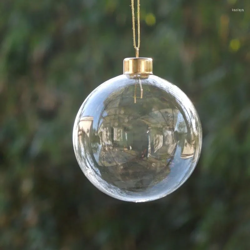 Décoration de fête 16 pièces/paquet diamètre 8cm boule de verre de petite taille cintre d'arbre de noël Globe Transparent pendentif suspendu à la maison