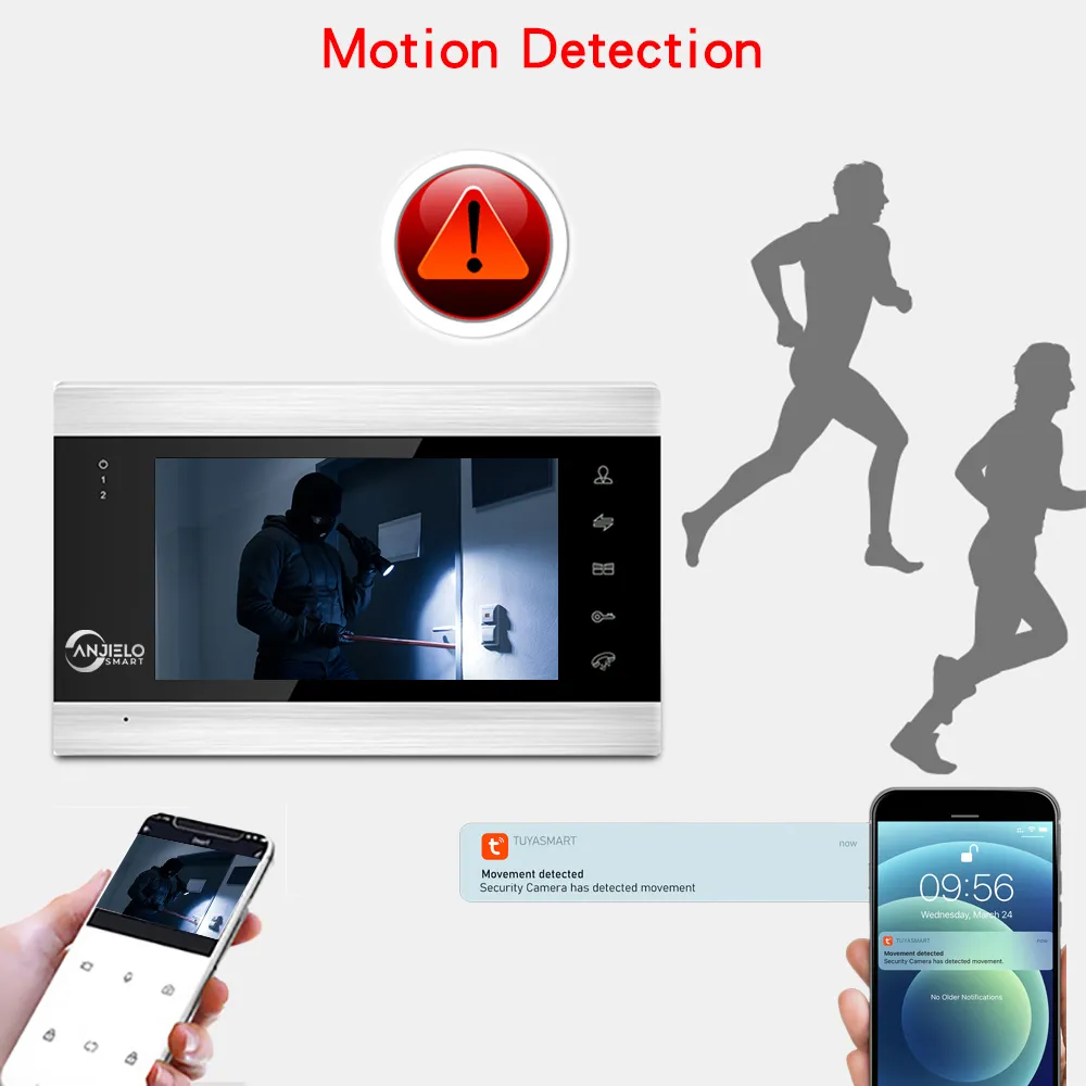 Anjielosmart Wi-Fi видеодомофон для квартиры дома Tuya видео дверной звонок  дверной телефон Wi-Fi Беспроводная видеодомофонная система для дома