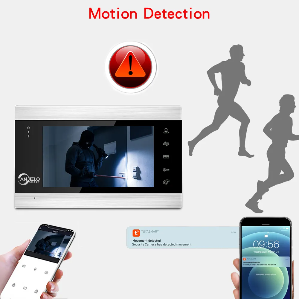ANJIELO SMART Cámara de mirilla para puerta de apartamento, WiFi puerta  mirilla visor video timbre 1080P cámara con monitor 4.3 pulgadas pantalla  LCD