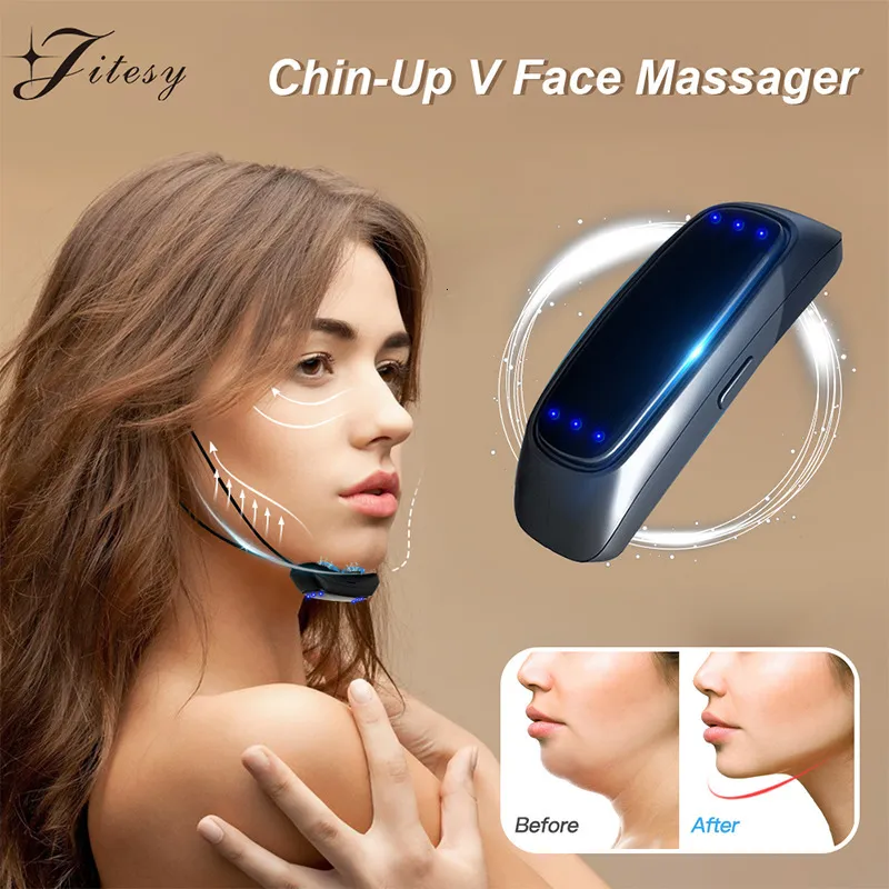 Ansiktsvårdsanordningar Chinup V Massager för EMS Lifter Beauty Device Double Chin Remover Electric Vline Up Facelift Shaper Belt 230608