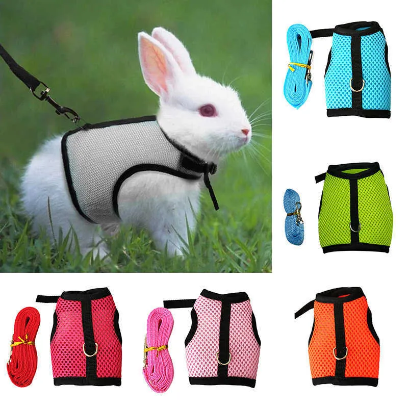 Halsbanden Riemen Huisdier Mesh Zacht Harnas Met Riem Trekkabel Vest voor kleine dieren voor Konijn Cavia Hamster Borstband Set Accessoires Z0609