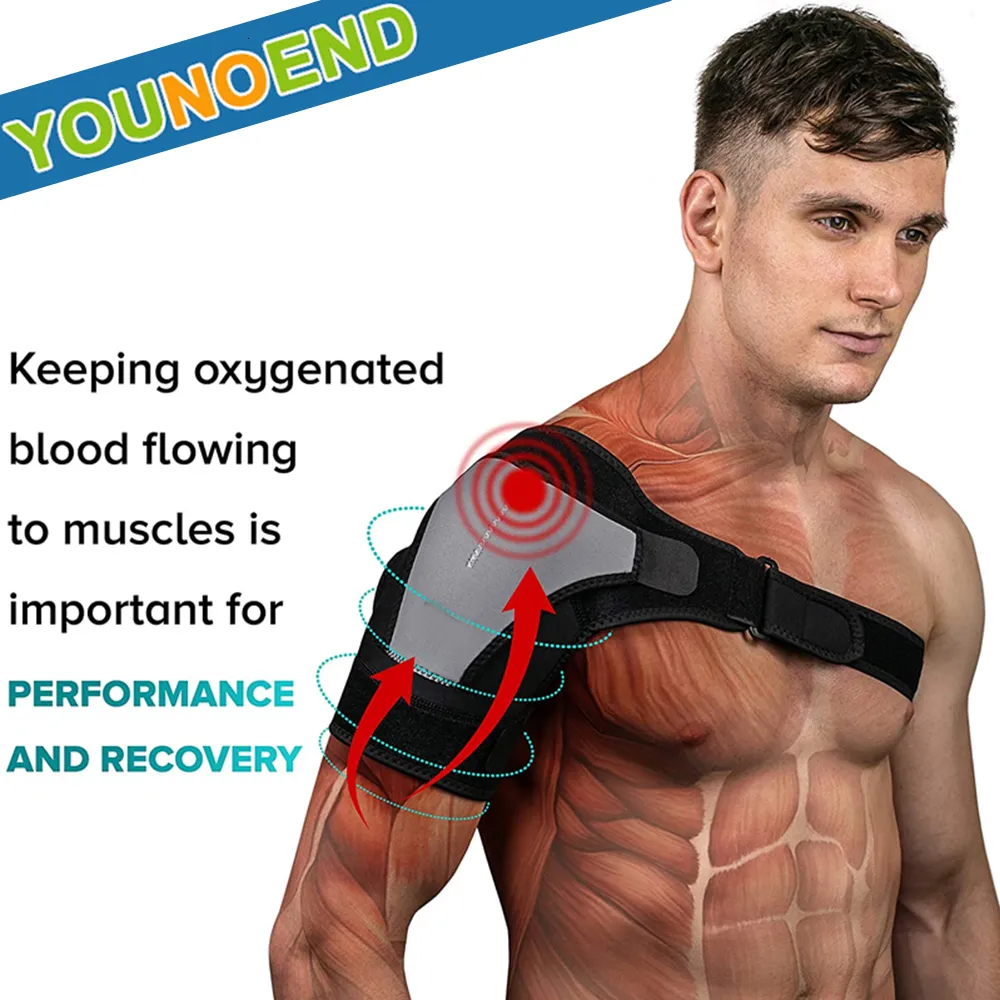 Rugondersteuning Verstelbare Ademende Gym Sportverzorging Enkele Schouder Brace Guard Strap Wikkelriem Band Pads Zwart Bandage Mannen Vrouwen 230608