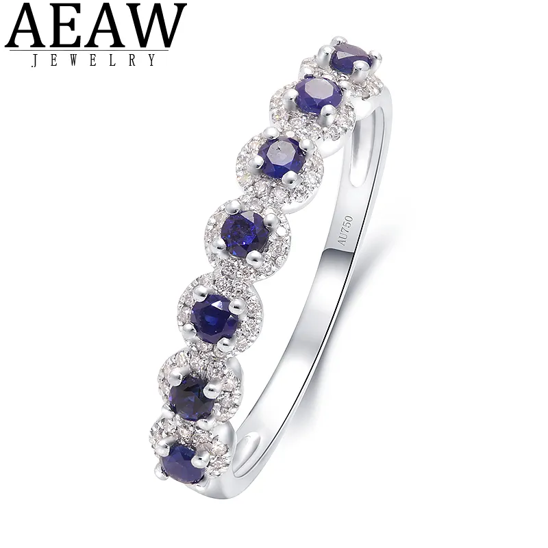 Bröllopsringar AAW 10K White Gold Lab Sapphire 021ct 015ct Ring for Women Handmade Engagement Brud Anniversary Gift Fina smycken 230608