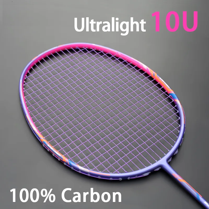 Lightest 10U 52G Badminton Rackets Full Carbon Fiber Strings