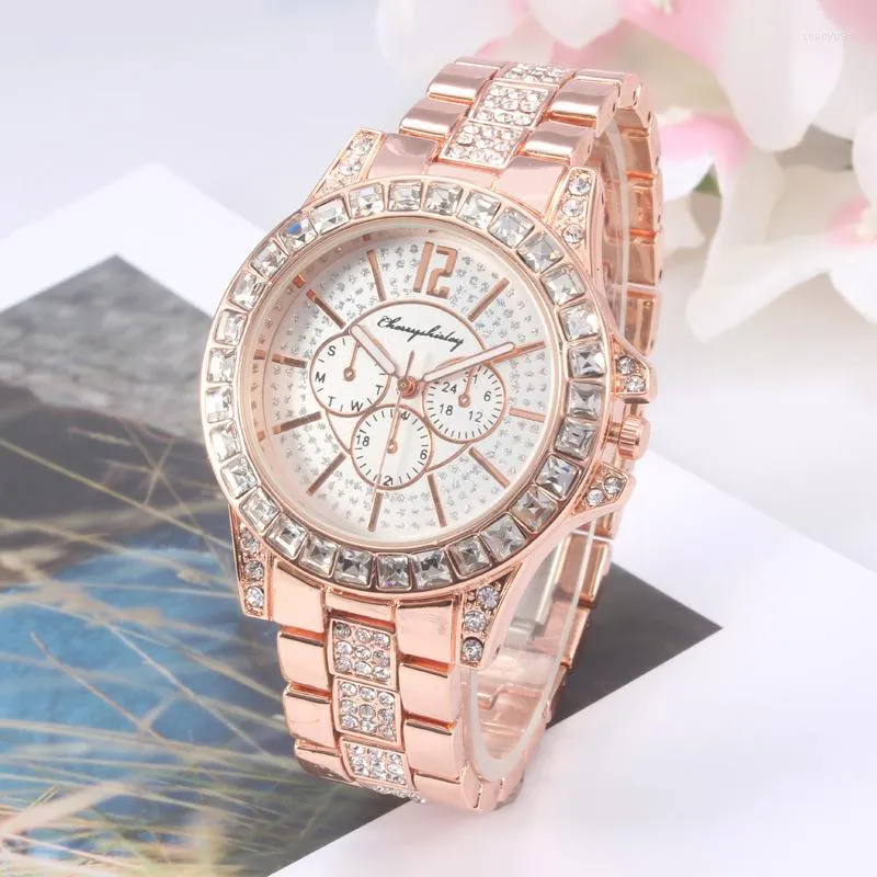 Montres-bracelets 2023 Top marque montre pour femme luxe or acier inoxydable sport unisexe Quartz mode