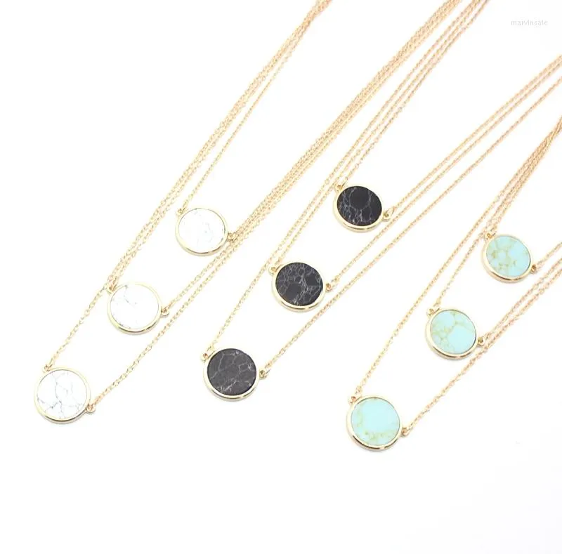 Pendant Necklaces Disc Necklace Boho Vintage 3 Layers Faux Stone Spring Mother Gift Office Elegant For Women Fashion Accessorie