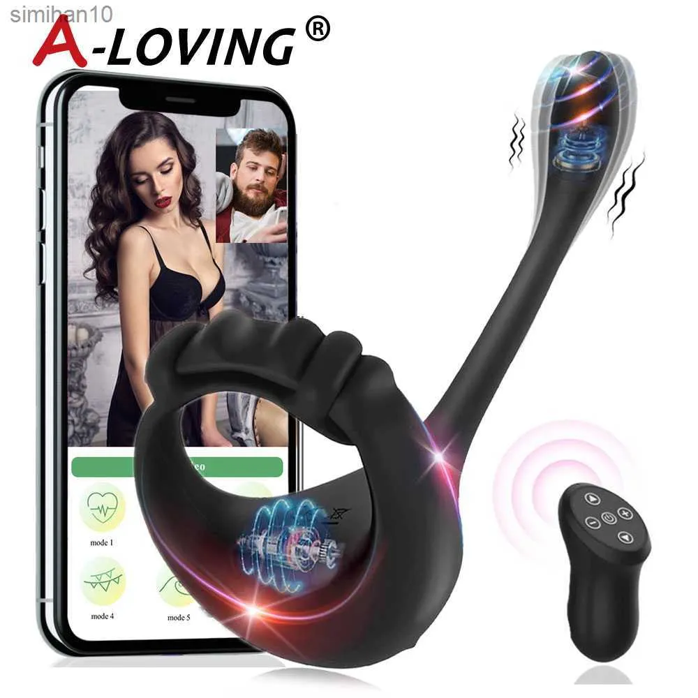 Sexiga leksaker cockring för män par App Control Bluetooth Vibrator Vuxenvaror för män Masturbator Penis Ring Sexiga tillbehör L230518