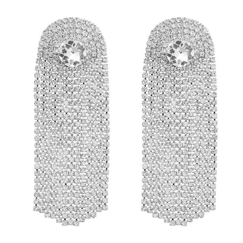 Trend Rhinestone Claw Chain Tassel Long Dangle Earrings Women's Earrings Wedding Accessories Fashion Luxury Jewelry