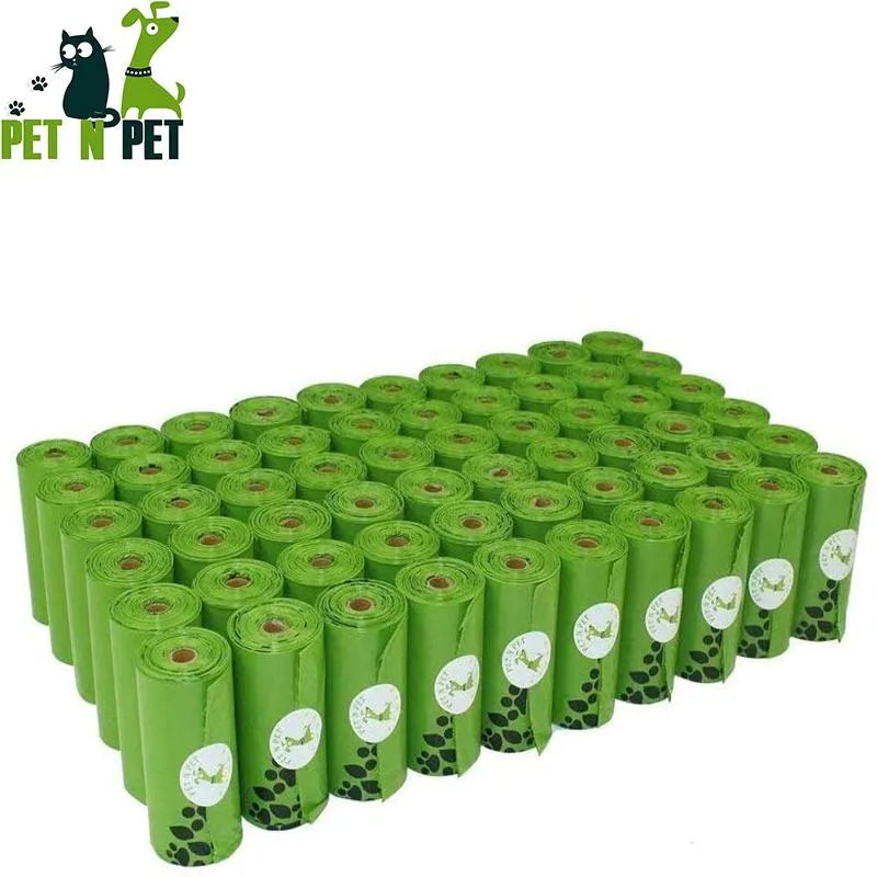 Bolsas de cocô de cocô de cocô amigável 1080 contagens biodegradáveis 60 rolos grandes saco de excrementos de resíduos verdes sem tema verde