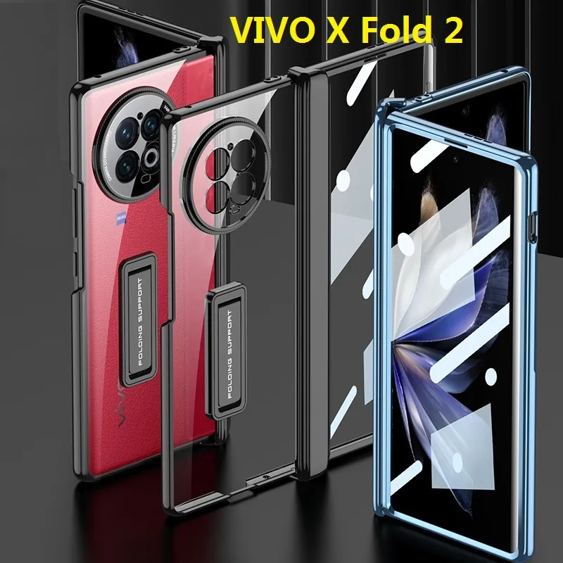 Magnetiska gångjärnsfodral för Vivo X Fold 2 Fold2 Case Armor Stand Protective Film Glass Screen Cover