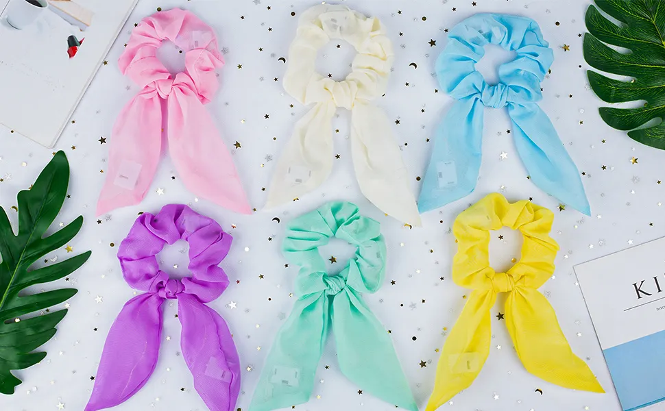 6 pcs neon hair scrunchies for girl 