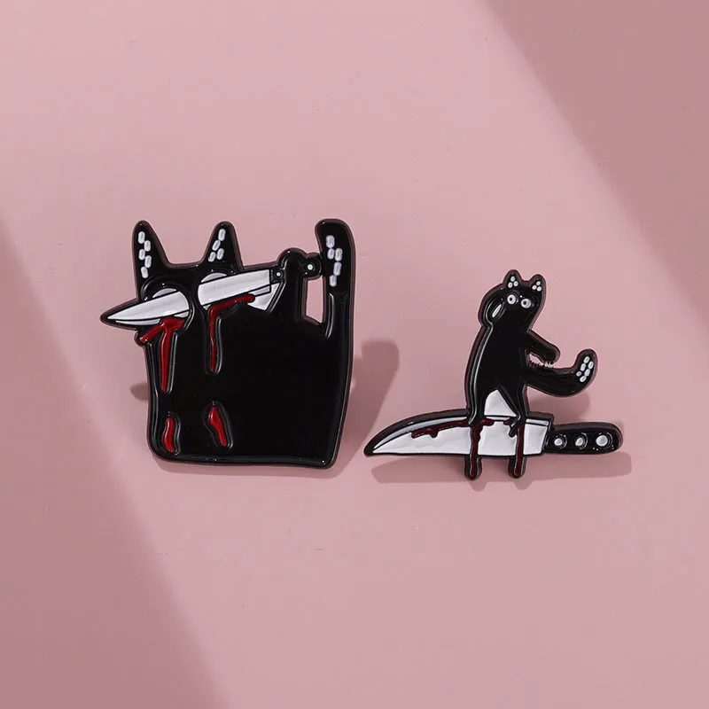 Broschen Pins für Frauen Schwarz Farbe Katze Schädel Mode Brosche Pins Clips für Kleid Tücher Taschen Dekor Emaille Schmuck Abzeichen Großhandel 2023 Neue