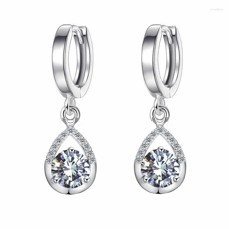Stud Earrings 2023 Temperament Mid-length Angel Tears Cupronickel Silver-Plated Water Drop Zircon Jewelry