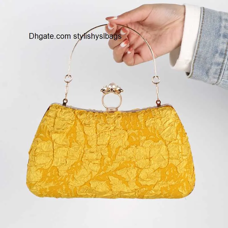 Bolsas de ombro amarelas de luxo bolsas de grife para mulheres 2023 bolsa de primavera feminina qualidade embreagem plissada casamento bolsas cruzadas moda