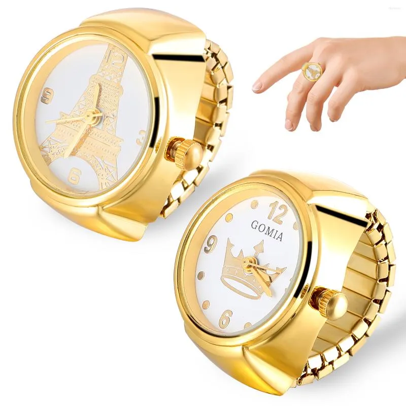 Orologi da taschino 2 pezzi Uomo Donna Finger Fashion Watch Anelli Quadrante rotondo Anello al quarzo