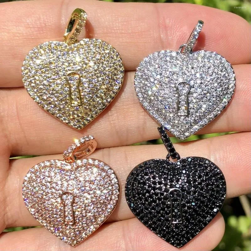 5Pcs Heart Charm Cubic Zirconia Paved Bracelets Pendant For Woman