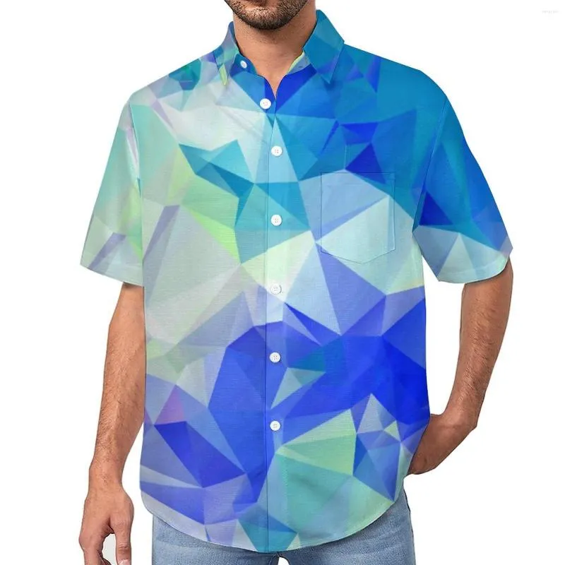 Men's Casual Shirts Abstract Geometry Northern Lights Print Beach Shirt Hawaiian Fashion Blouses Male Graphic Plus Size