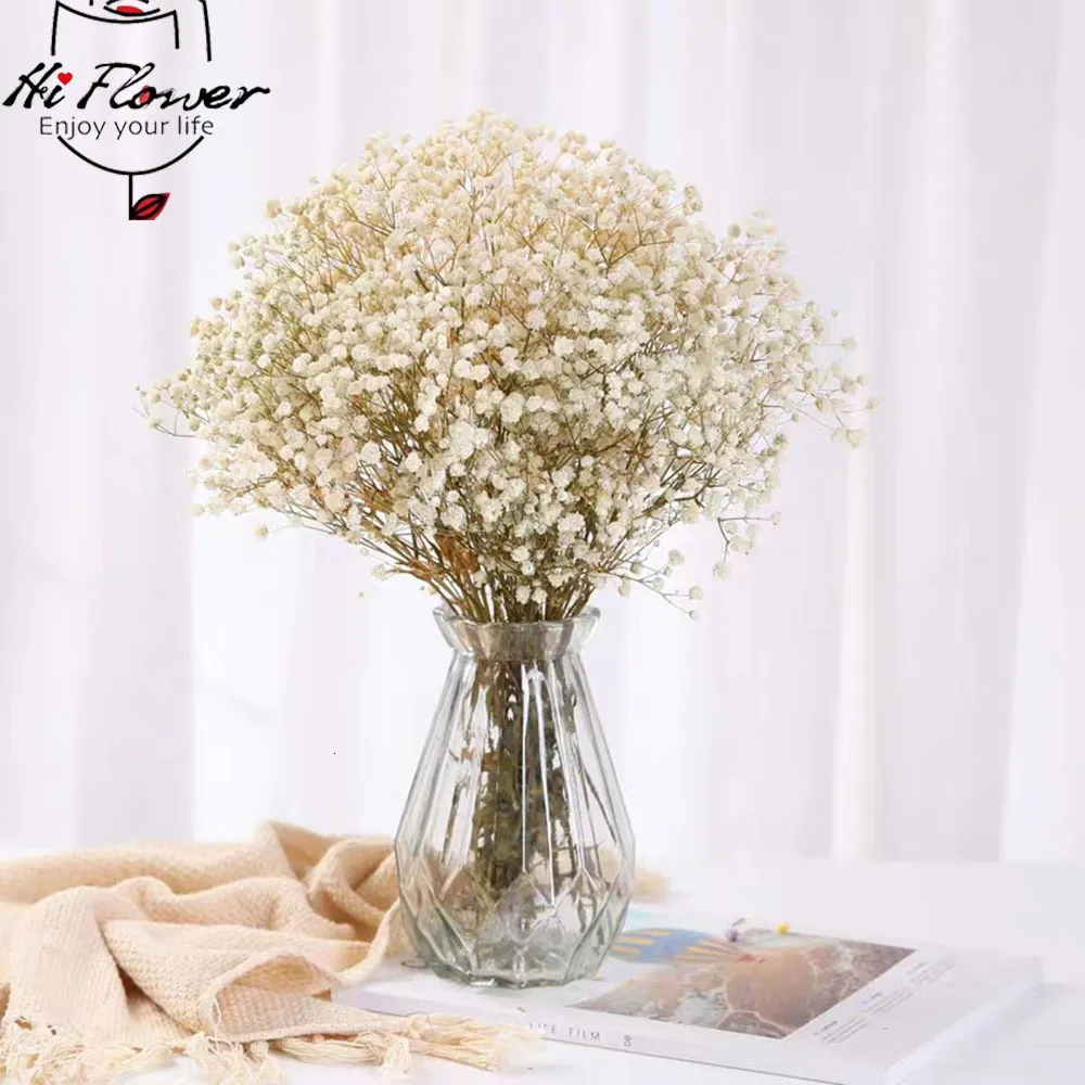 Coroas de flores decorativas buquês de respiração de bebê seco colorido branco Gypsophile flor seca natural Gypsophila decoração de casamento decoração de casa nórdica 230608