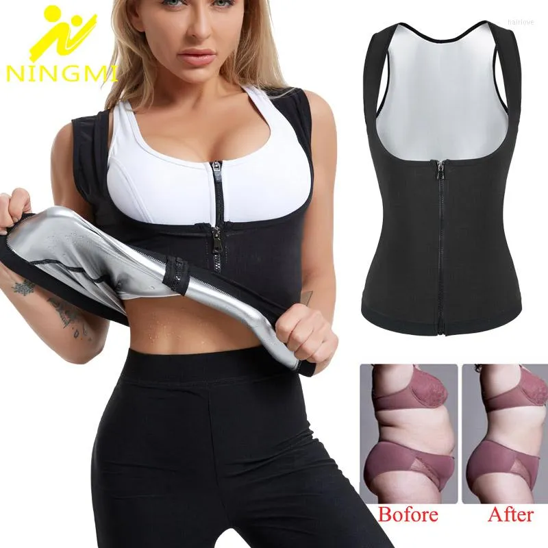 Women's Shapers NINGMI Sauna Top Body Corsets Tops For Women Slimming Shirt Shapewear Waist Shaper Wholesale Trainer